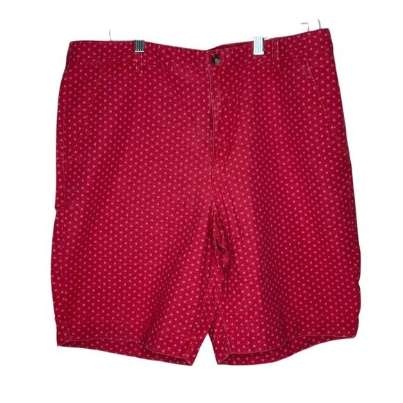 CHAPS Shorts Mens 36 Red Ditsy Print Flat Front Chino 100% Cotton - Picture 1 of 4